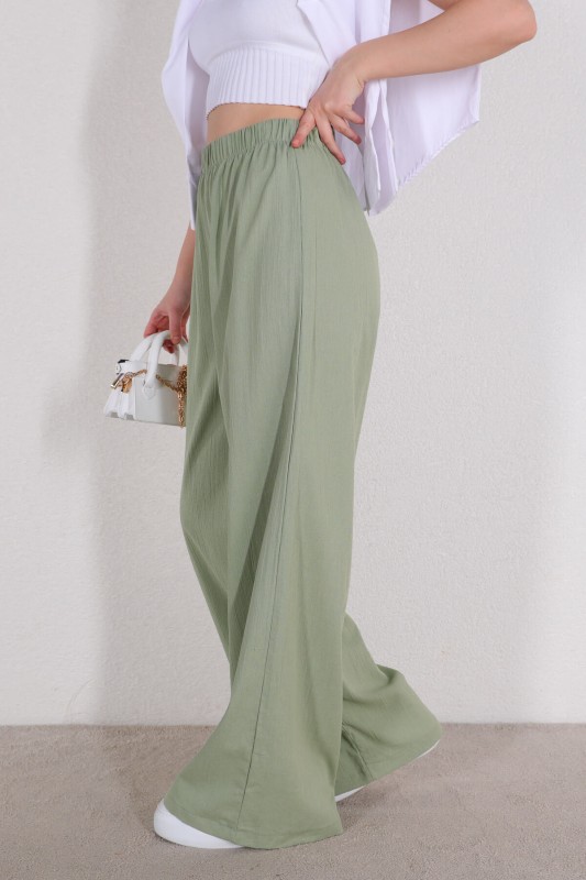 PNT-07315 Mint Yeşili Bel Lastikli Salaş Mevsimlik Pantolon