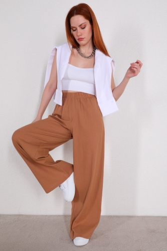 Cappmoda - PNT-07315 Vizon Bel Lastikli Salaş Mevsimlik Pantolon (1)