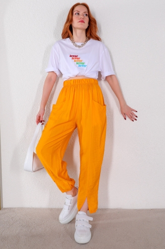 Cappmoda - PNT-07319 Hardal Cepli Şalvar Model Pantolon (1)