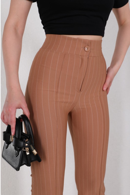 PNT-07337 Vizon İnce Çizgili Kumaş Salaş Pantolon