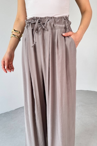 Cappmoda - PNT-07418 Vizon Bel Lastikli Bağlamalı Salaş Pantolon (1)