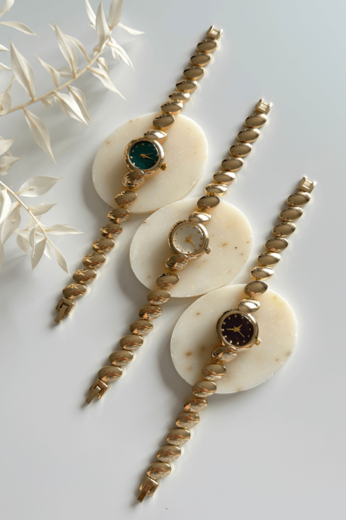 Rhea Gold Kadran Çelik Kordon Kadın Kol Saati (1)