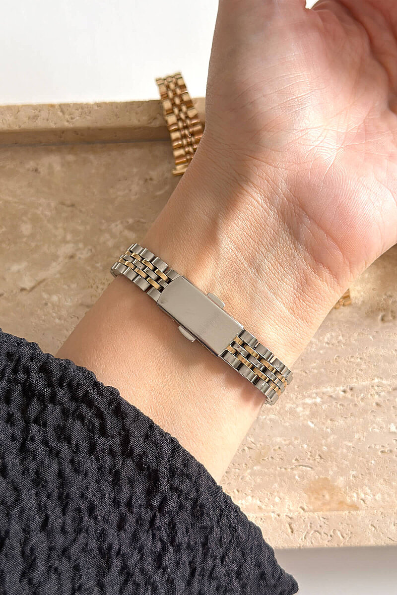 Rose Ekru Kadran Silver-Gold Çelik Kordon Kadın Kol Saati - 3