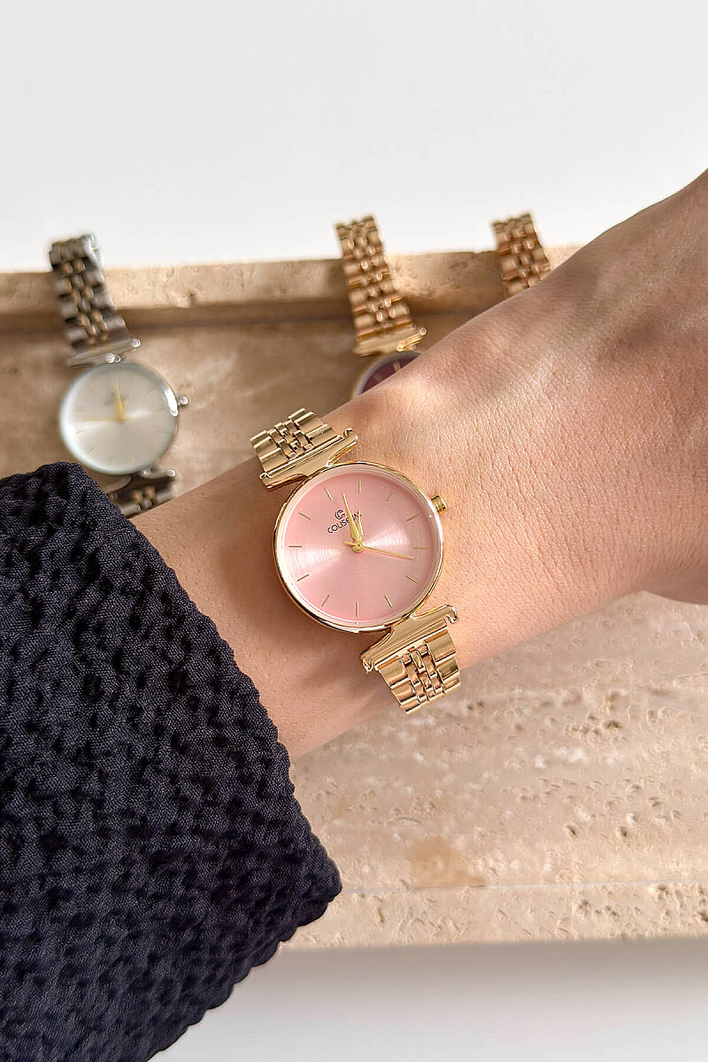 Rose Pudra Kadran Gold Çelik Kordon Kadın Kol Saati - 1