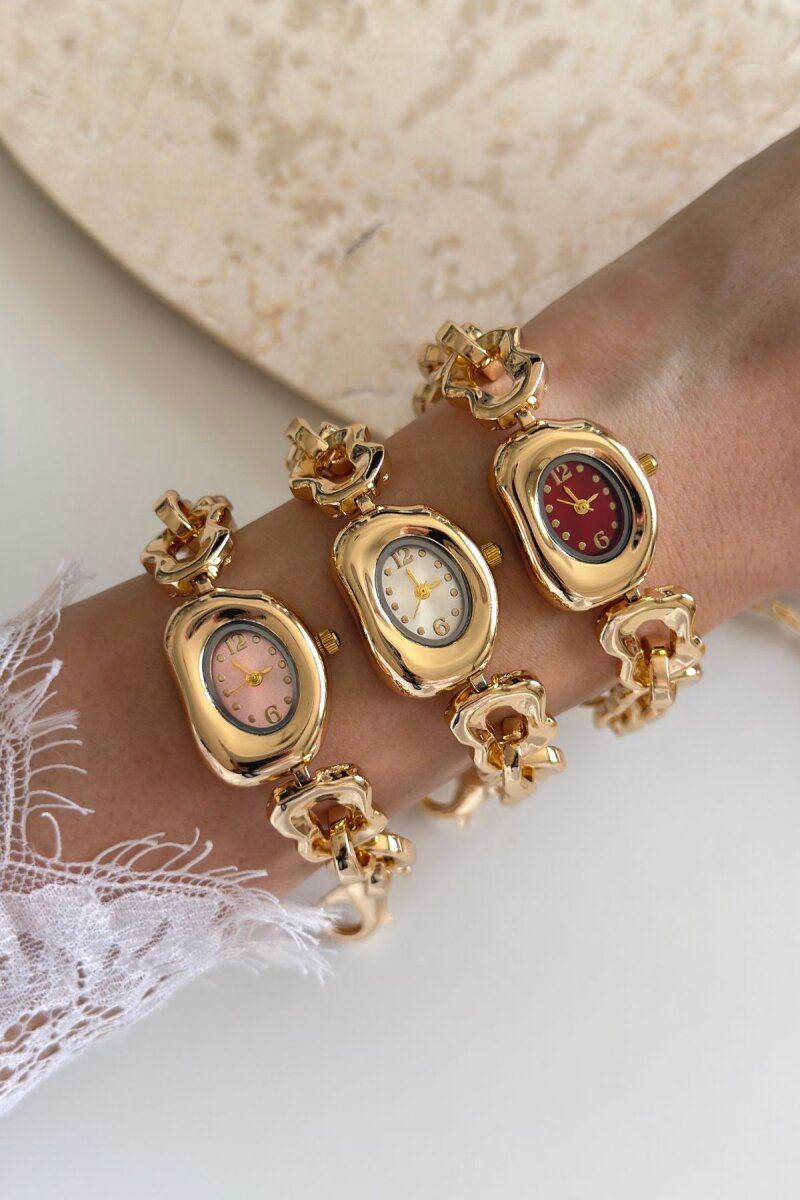 Ruby Ekru Asimetrik Gold Kadın Kol Saati - 3