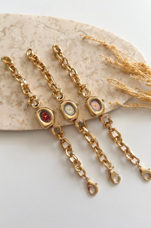 Ruby Ekru Asimetrik Gold Kadın Kol Saati - 4
