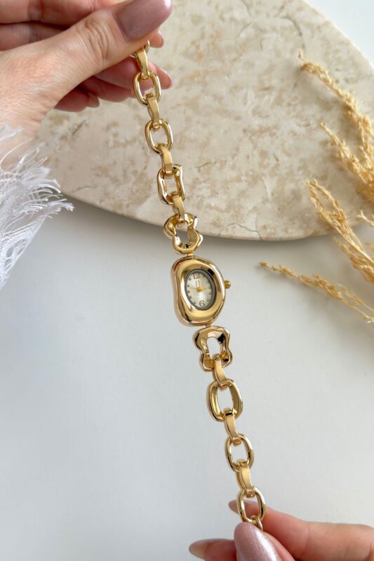 Ruby Ekru Asimetrik Gold Kadın Kol Saati (1)