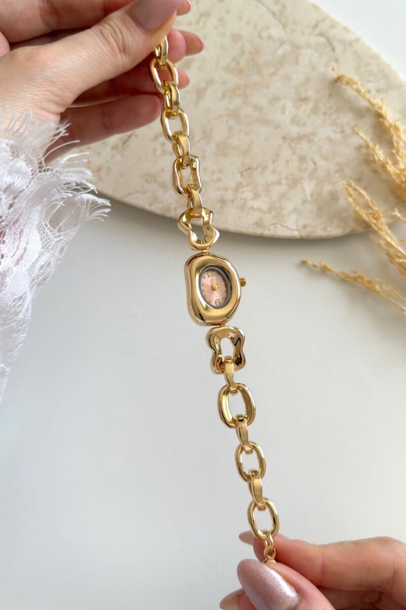 Ruby Pudra Asimetrik Gold Kadın Kol Saati - 2