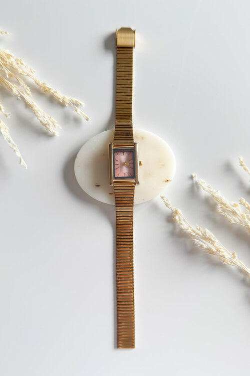 Selis Pudra Kadran Gold Çelik Kordon Kadın Kol Saati