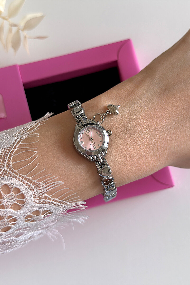 Shine Kalpli Pudra Kadran Silver Metal Kordon Kadın Kol Saati - 1