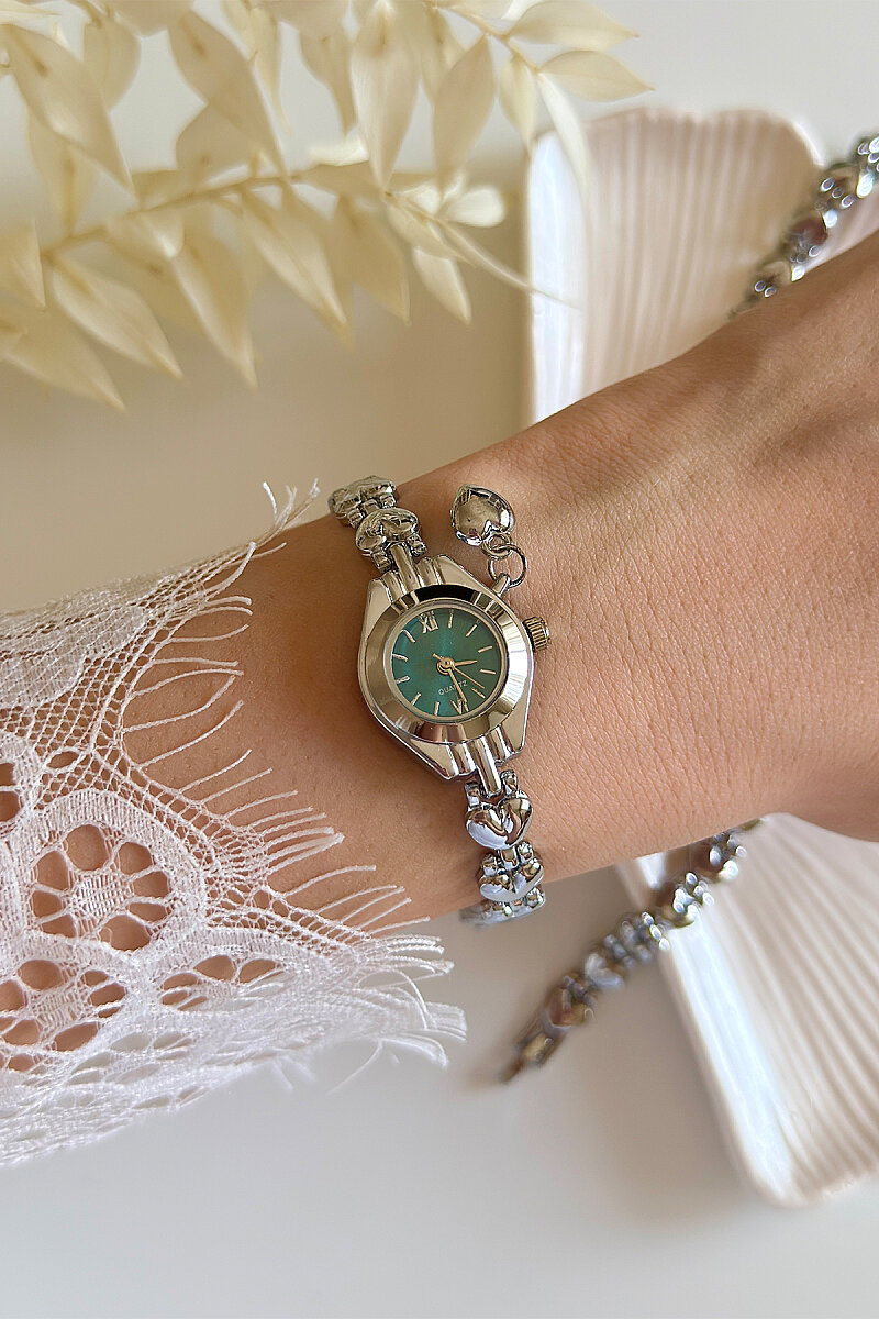 Shine Kalpli Yeşil Kadran Silver Metal Kordon Kadın Kol Saati - 1