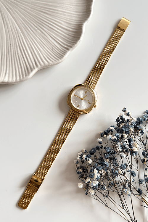 Siera Beyaz Kadran Gold Çelik Kordon Kadın Kol Saati