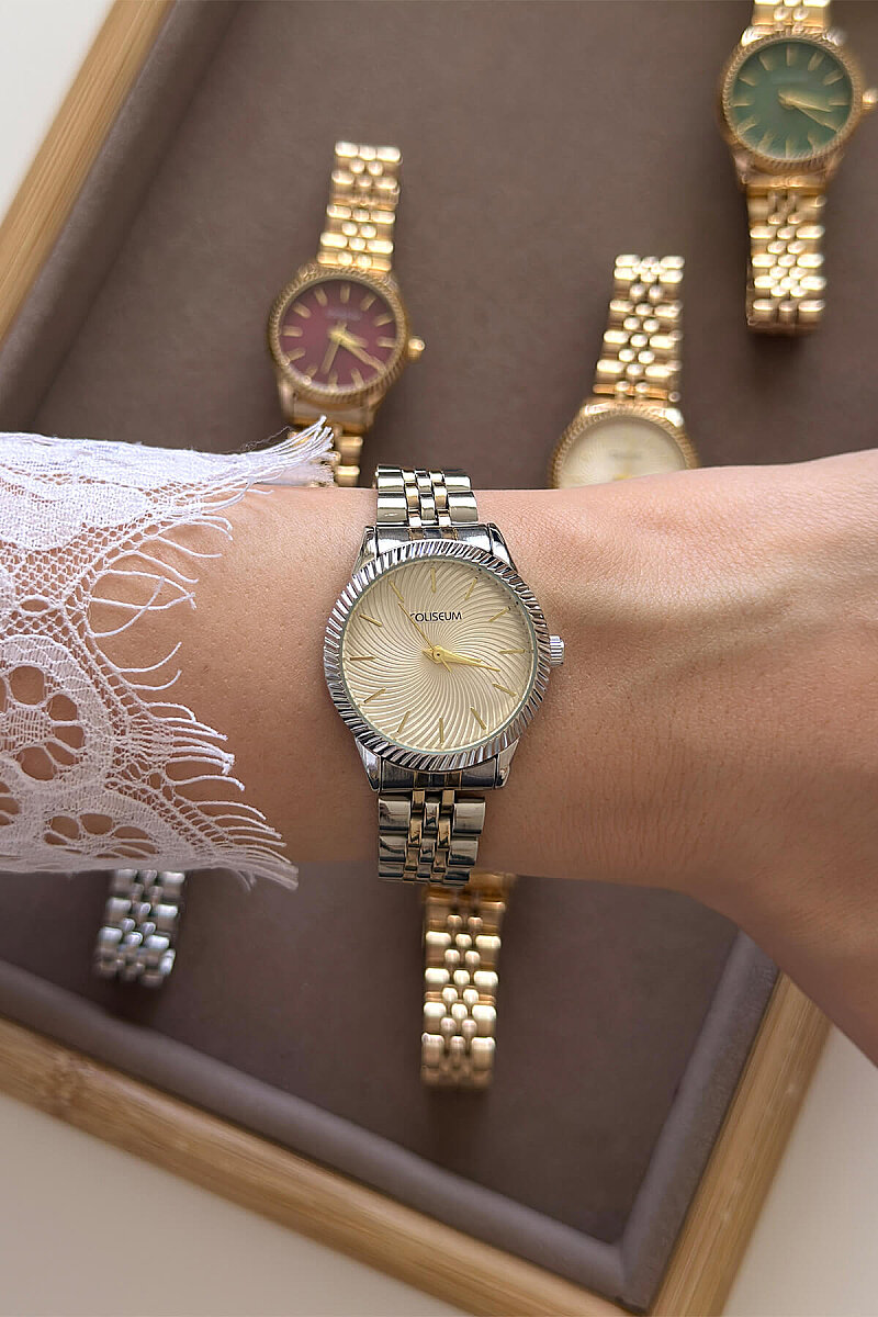 Solen Ekru Kadran Gold-Silver Çelik Kordon Kadın Kol Saati - 1