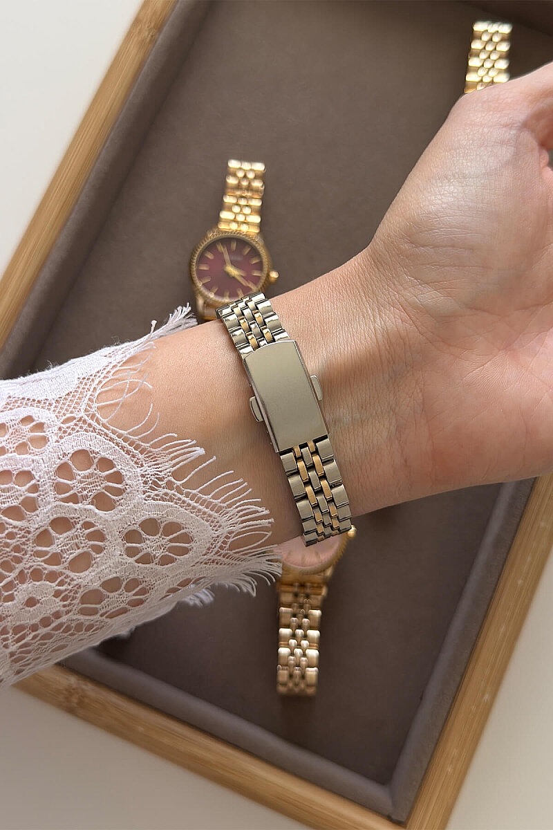 Solen Ekru Kadran Gold-Silver Çelik Kordon Kadın Kol Saati - 3