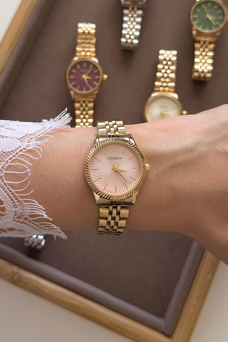 Solen Pudra Kadran Gold Çelik Kordon Kadın Kol Saati - 1