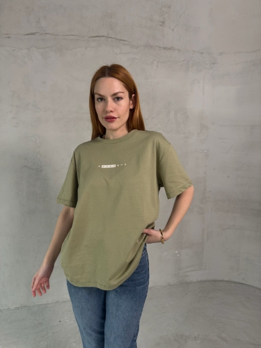 T-901 Haki Rus Yazılı Enjeksiyon Baskı Bisiklet Yaka Tshirt - Thumbnail