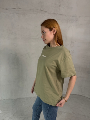 T-901 Haki Rus Yazılı Enjeksiyon Baskı Bisiklet Yaka Tshirt - Thumbnail