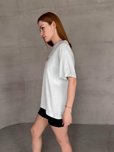 Cappmoda - T-920 Su Yeşili Wake Up Yazılı Enjeksiyon Baskı Bisiklet Yaka Tişört (1)