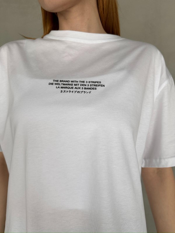 T-921 Beyaz The Brand Yazılı Enjeksiyon Baskı Bisiklet Yaka Tişört