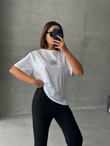 TKM-0047 Siyah Frıday Yazılı Enjeksiyon Baskı Bisiklet Yaka Tişört Etiket Detay Bel Lastikli Jogger Eşofman İkili Takım - Thumbnail