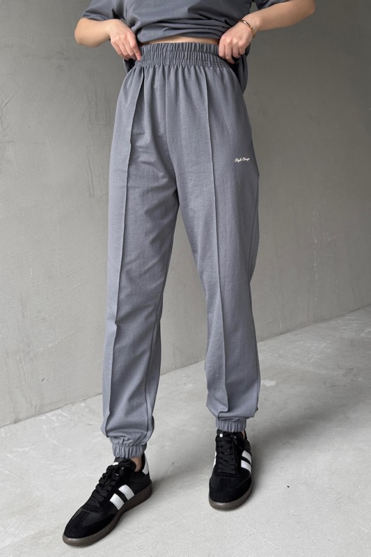 TKM-0051 Füme Style Change Yazılı Tişört Paça Lastikli Pantolon İkili Takım