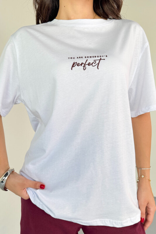 TKM-0067 Bordo Perfect Yazılı Enjeksiyon Baskılı Tişört Salaş Pantolon İkili Takım - 6