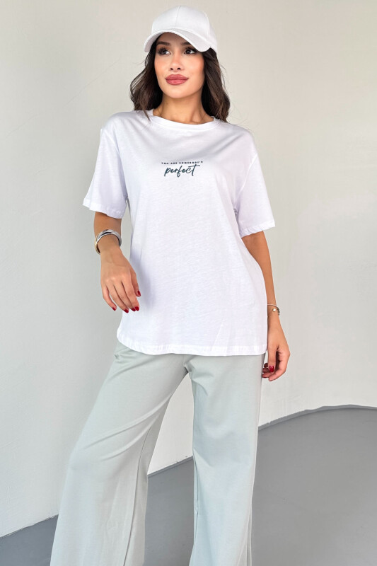 TKM-0067 Gri Perfect Yazılı Enjeksiyon Baskılı Tişört Salaş Pantolon İkili Takım - 2