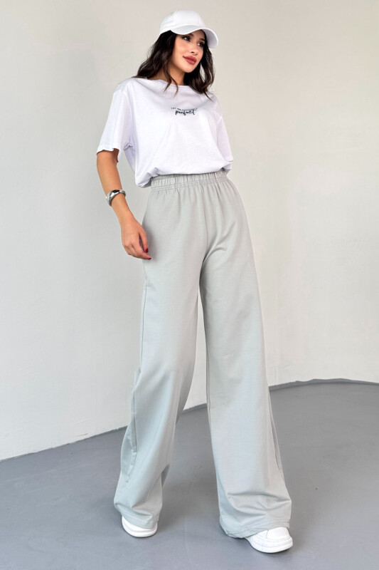 TKM-0067 Gri Perfect Yazılı Enjeksiyon Baskılı Tişört Salaş Pantolon İkili Takım - 6