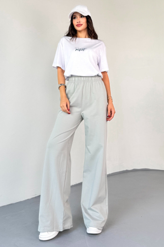 TKM-0067 Gri Perfect Yazılı Enjeksiyon Baskılı Tişört Salaş Pantolon İkili Takım - 7