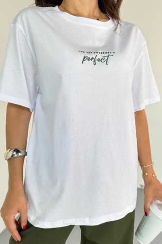 TKM-0067 Haki Perfect Yazılı Enjeksiyon Baskılı Tişört Salaş Pantolon İkili Takım - 5