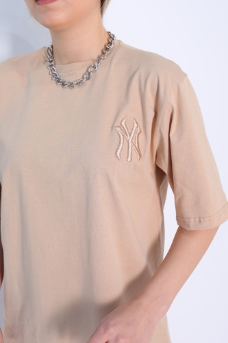 Cappmoda - TKM-03249 Vizon Logo Nakışlı Şort Tişört İkili Takım (1)