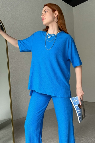 TKM-03429 Mavi Bluz Pantolon İkili Takım - Thumbnail