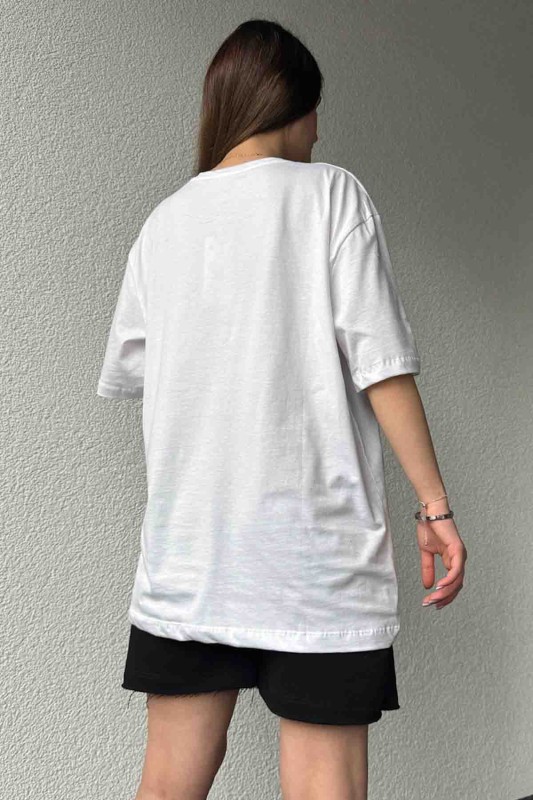TKM-03610 Siyah-Beyaz Etiket Detay Basic Tişört Şort İkili Takım