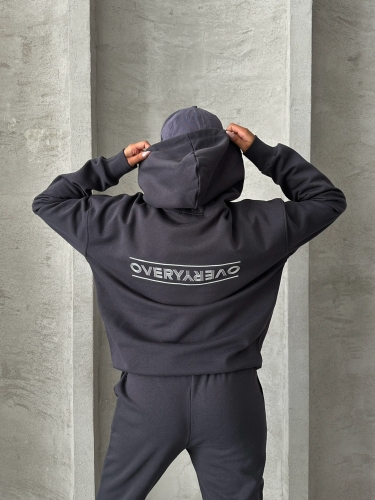 TKM-03624 Füme The Future Is Hope Yazılı Mevsimlik Kumaş Kapüşonlu Sweatshirt Çimalı Jogger İkili Takım - Thumbnail