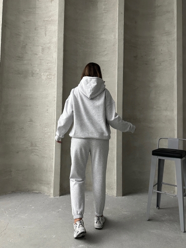 TKM-03634 Karmelanj Etiket Detaylı Kapüşonlu Sweatshirt Çimalı Jogger İki İplik Şardonlu İkili Takım - 9