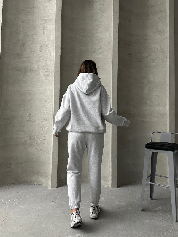 TKM-03634 Karmelanj Etiket Detaylı Kapüşonlu Sweatshirt Çimalı Jogger İki İplik Şardonlu İkili Takım - 9