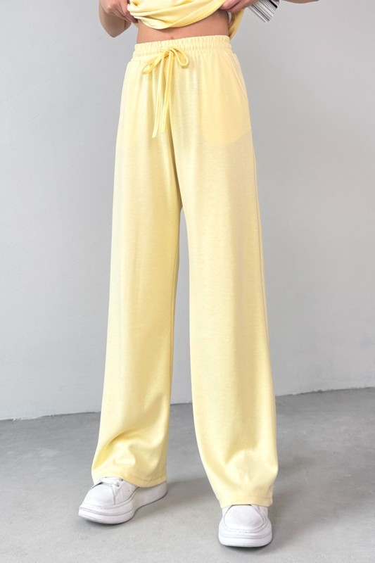 TKM-03690 Sarı Polo Yaka Bluz Salaş Pantolon İkili Takım - 7