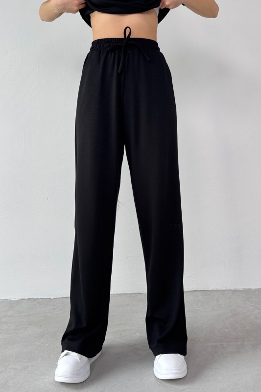 TKM-03690 Siyah Polo Yaka Bluz Salaş Pantolon İkili Takım - 6