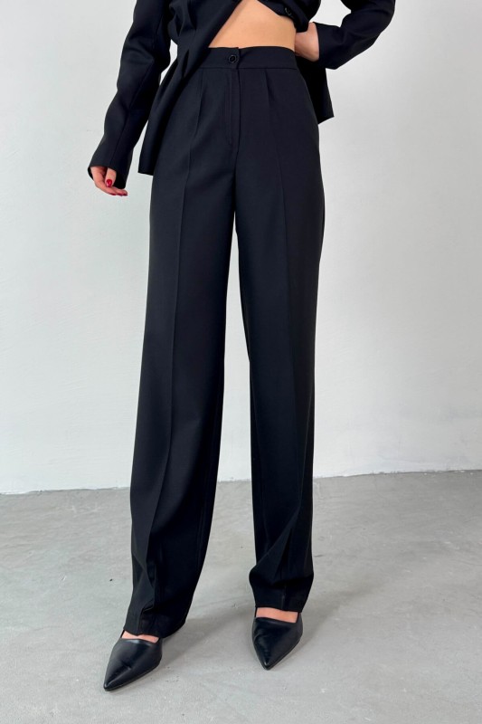 TKM-03708 Siyah Pensli Düğmeli Ceket Pantolon Casual Takım