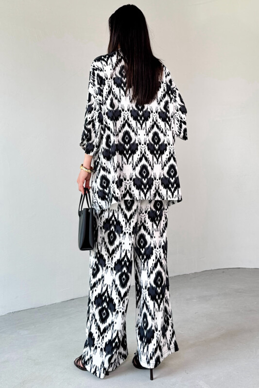 TKM-13296 Siyah Etnik Desenli Kimono & Pantolon İkili Takım - 5