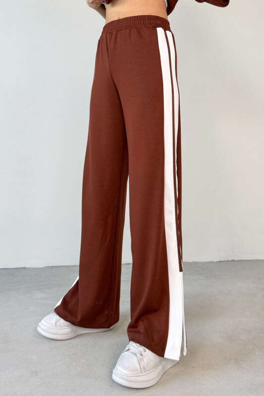 TKM-13298 Taba Modal Kumaş Renk Bloklu Oversize Üst & Salaş Pantolon İkili Takım - 10