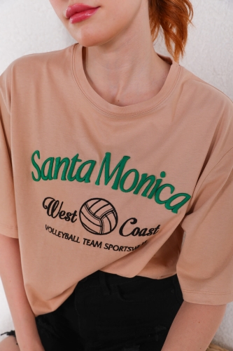 TSR-04268 Vizon Santa Monica Nakışlı Tişört - Thumbnail