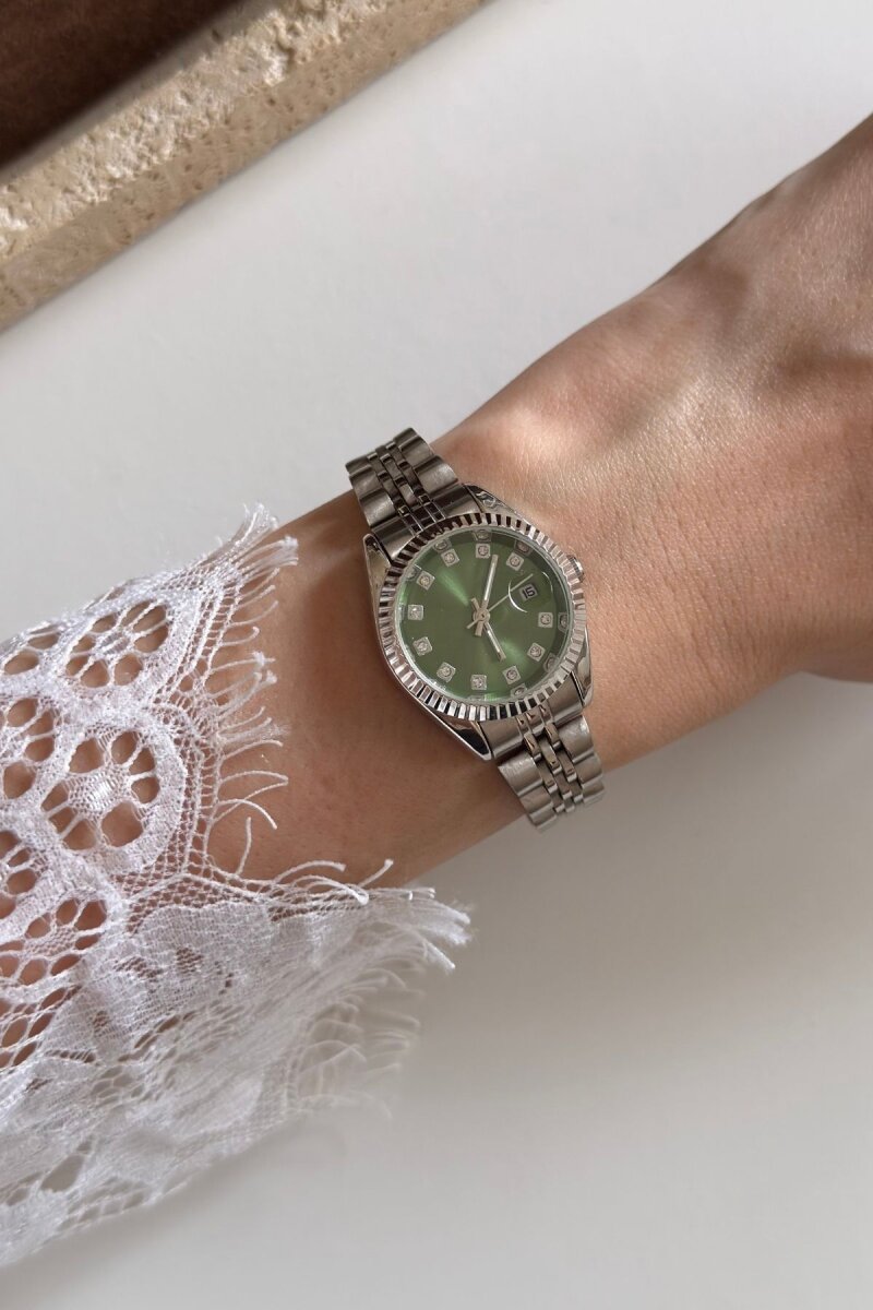 Valentin Yeşil Gold Çelik İkili Çift Kol Saati - 3