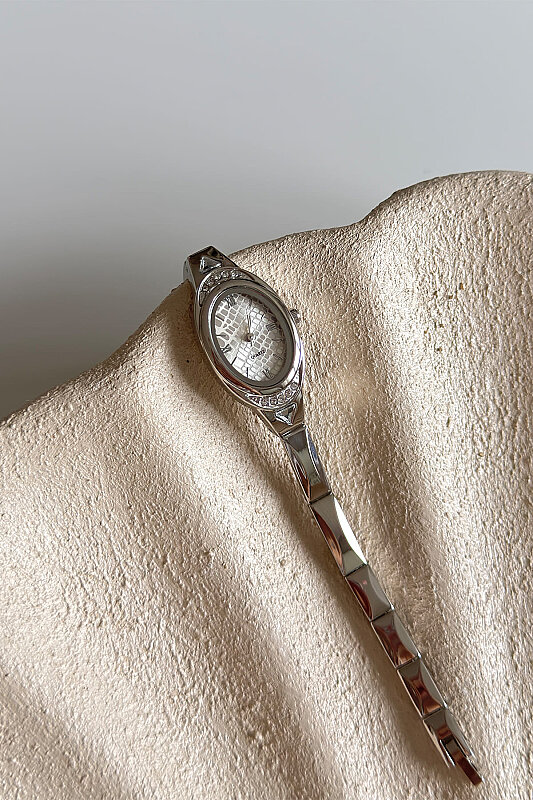 Velix Silver Taşlı Çelik Kordon Kol Saati - 1