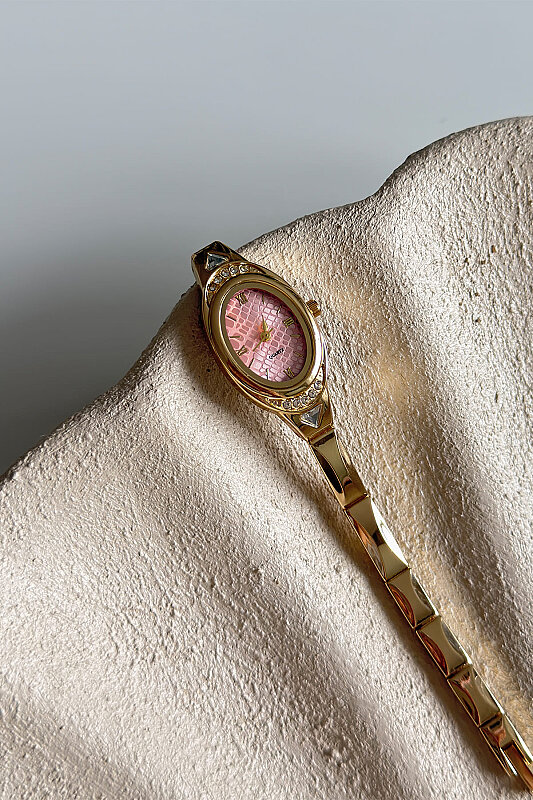 Velix Pudra Kadran Taşlı Çelik Kordon Kol Saati - 1