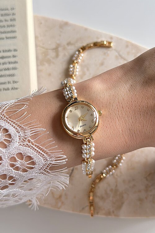 Vella Gold Kadran İncili Metal Kordon Kadın Kol Saati - 3