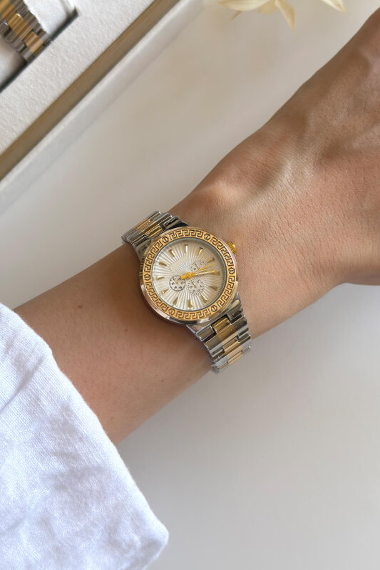 Versa Ekru Kadran Gold-Silver Kadın Kol Saati 