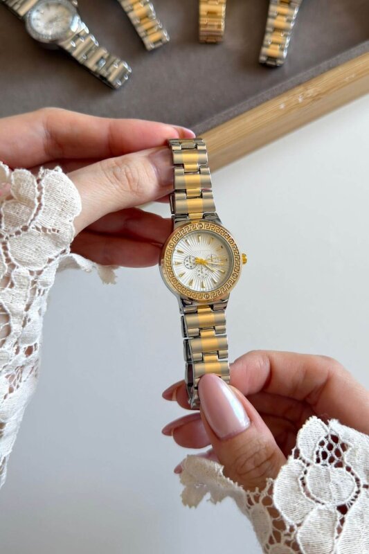 Versa Ekru Kadran Gold-Silver Kadın Kol Saati (1)