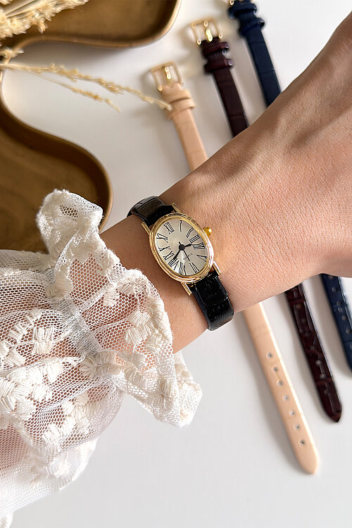 Vesa Gold Kadran Kahverengi Deri Dokulu Kordon Kadın Kol Saati - 1