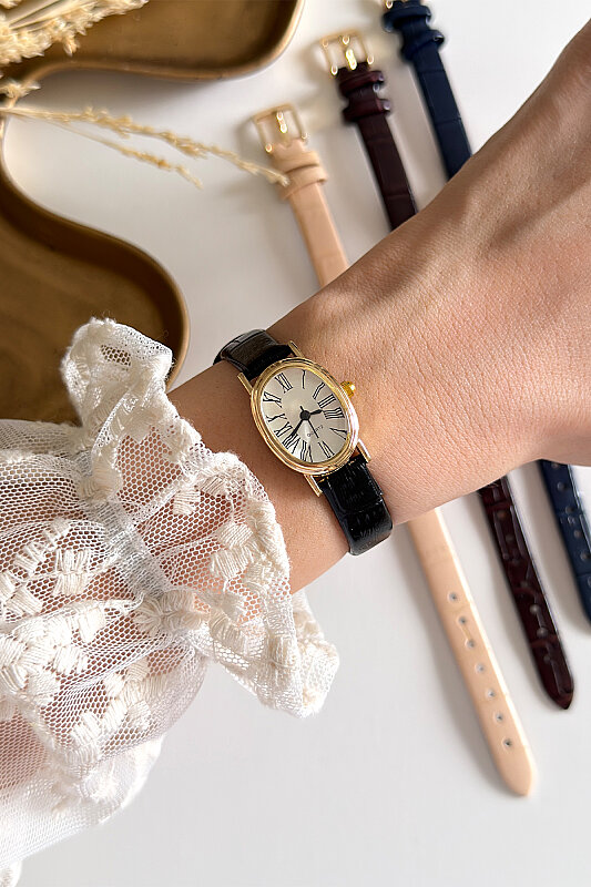 Vesa Gold Kadran Kahverengi Deri Dokulu Kordon Kadın Kol Saati - 1